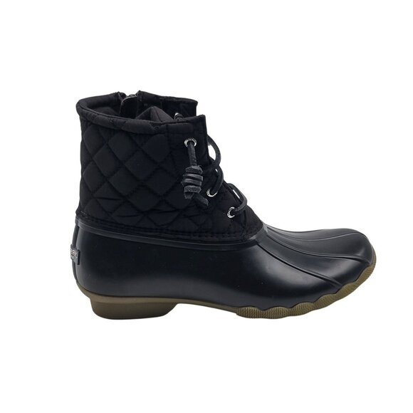 Sperry Saltwater Womens Black Duck Boots Size 6M New - Picture 1 of 9